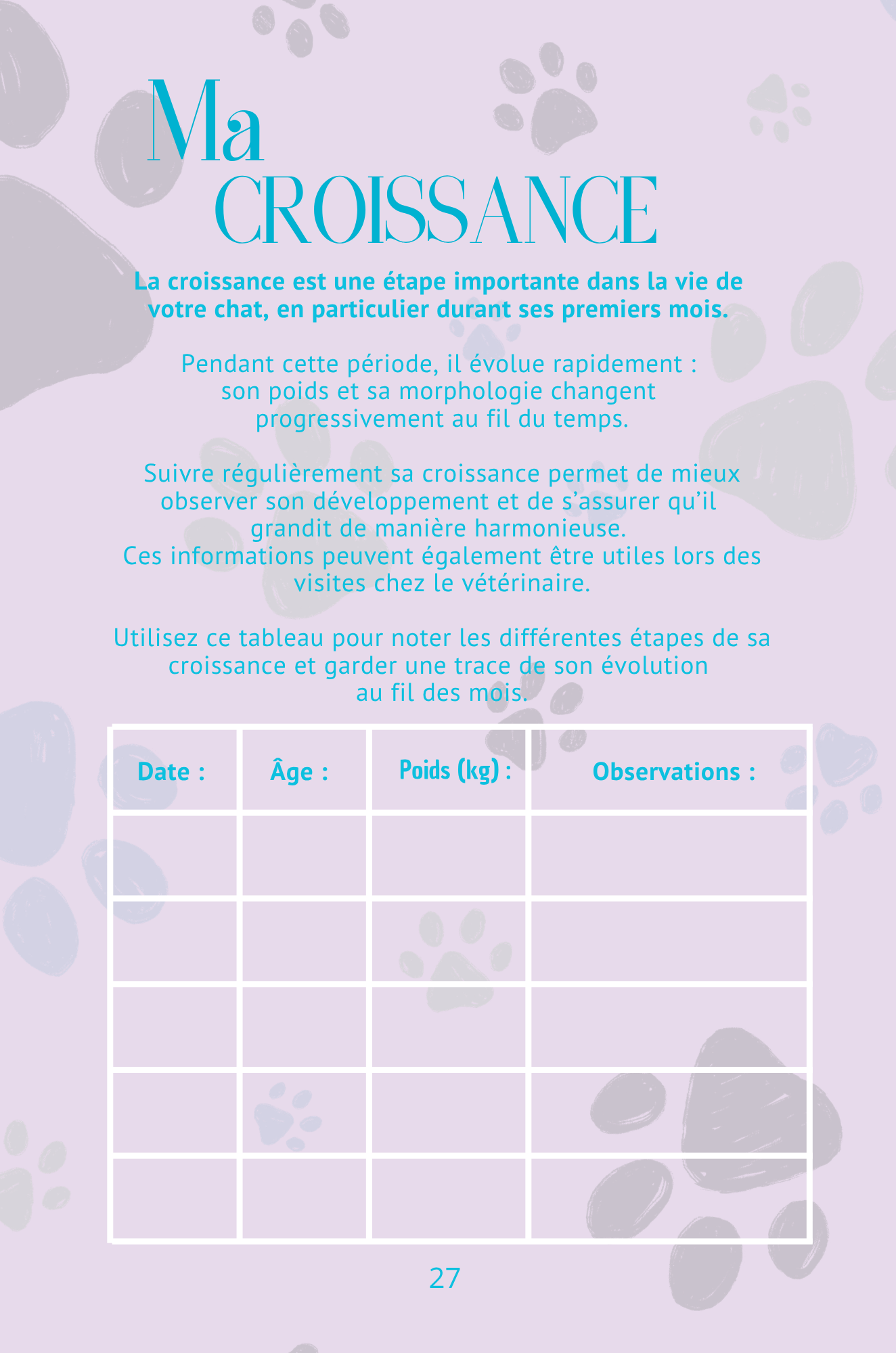 Mon Carnet de Santé : suivi complet pour mon chat
