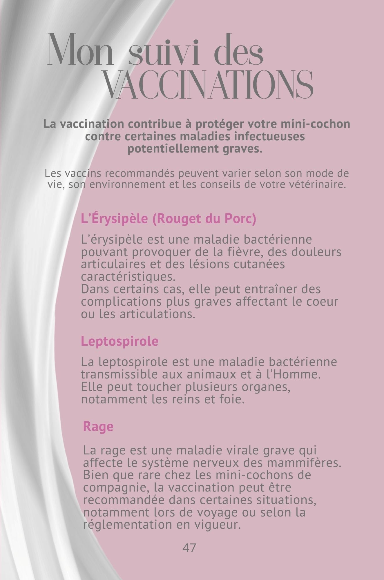 Mon Carnet de Santé : suivi complet pour mon mini-cochon