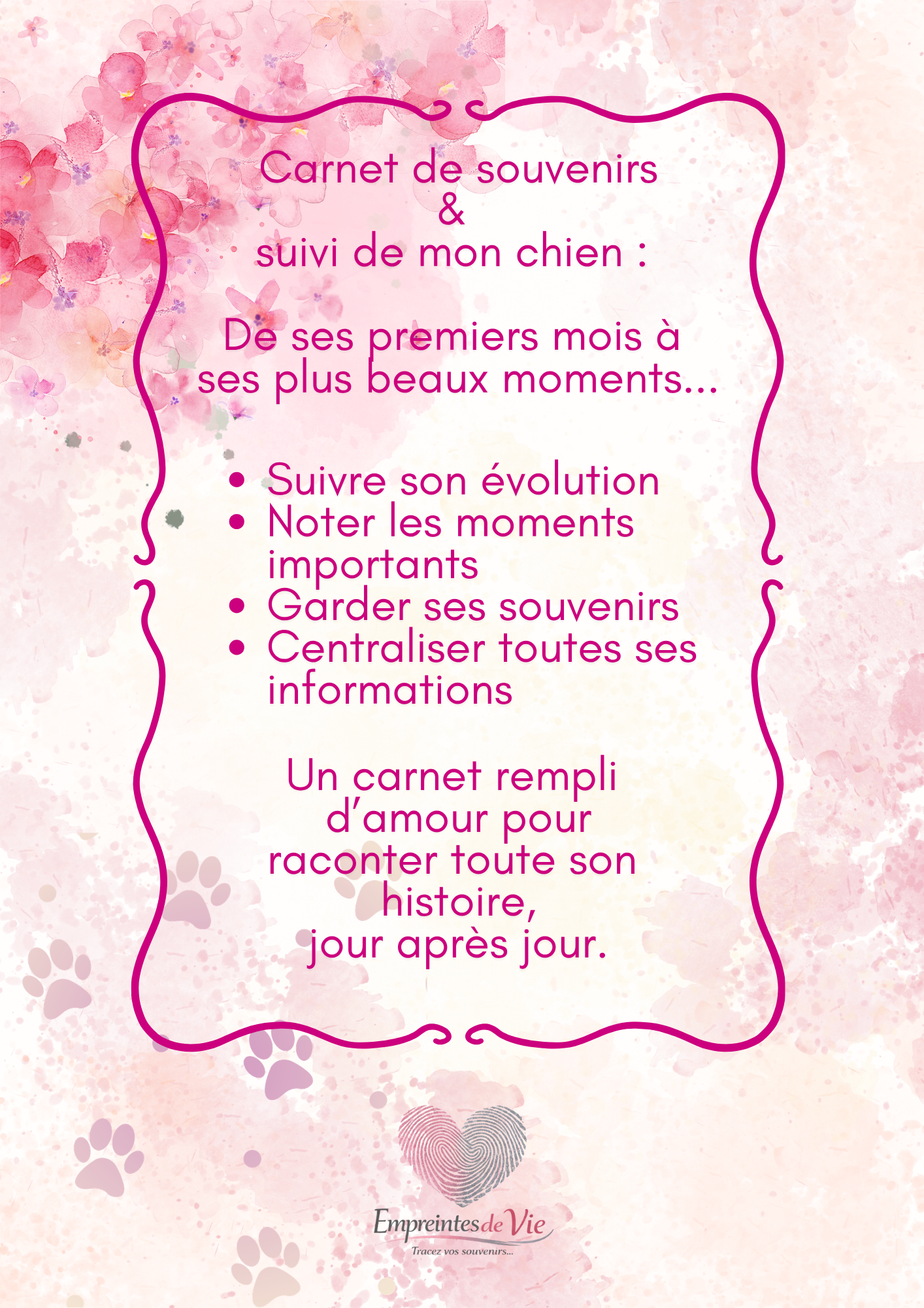 Mon Carnet de Souvenirs : suivi complet pour mon chien de ses 3 mois à ses 3 ans