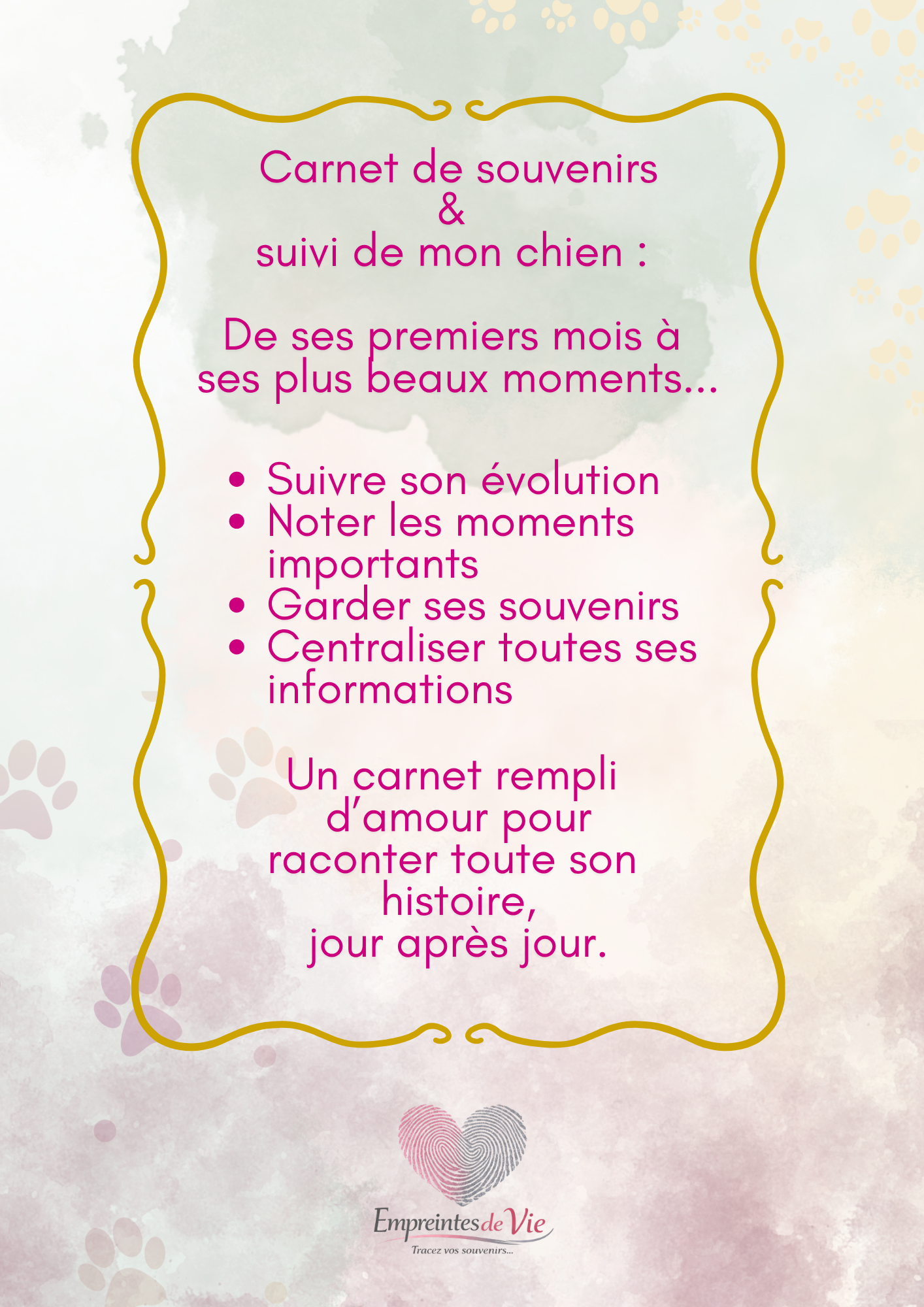 Mon Carnet de Souvenirs : suivi complet pour mon chien de ses 3 mois à ses 3 ans